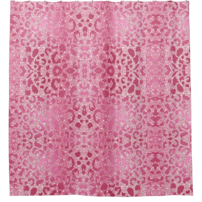 Luxury Glitter pink Leopard Pattern Shower Curtain (Front)