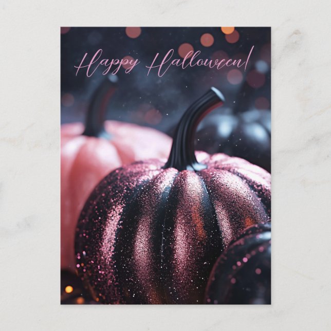 Luxury Glitter Pumpkins Halloween Greeting Card (Front)