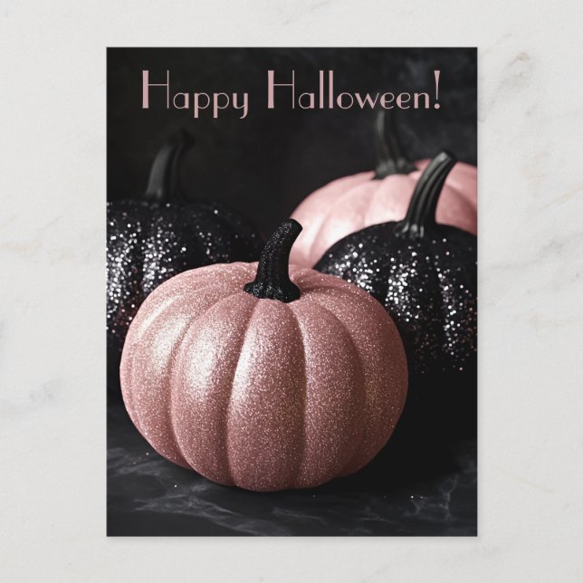 Luxury Glitter Pumpkins Halloween Greeting Card (Front)