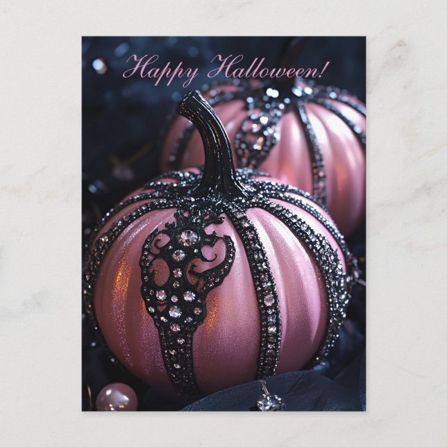 Luxury Glitter Pumpkins Halloween Greeting Card (Front)