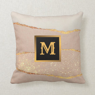 Luxury Glitter Rose Gold Monogrammed Cushion
