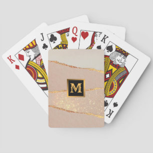 Luxury Glitter Rose Gold Monogrammed Playing Cards