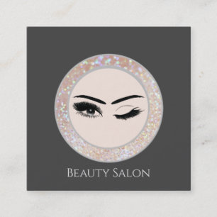 Luxury glittery sparkle circle frame makeup eye square business card