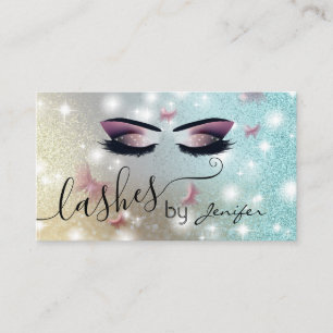 Luxury glittery sparkling butterfly lashes makeup business card