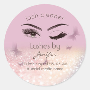 Luxury glittery wink lash extension lash cleaner classic round sticker