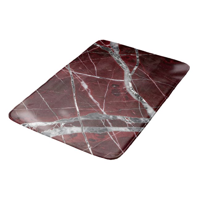 Luxury glossy red marble bath mat (Angled)