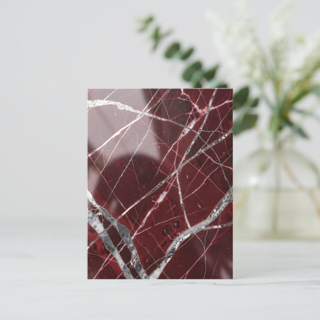 Luxury glossy red marble postcard (Standing Front)