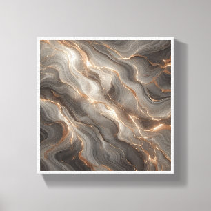 Luxury Glowing Gold Marble Abstract - Radiant Grey Canvas Print