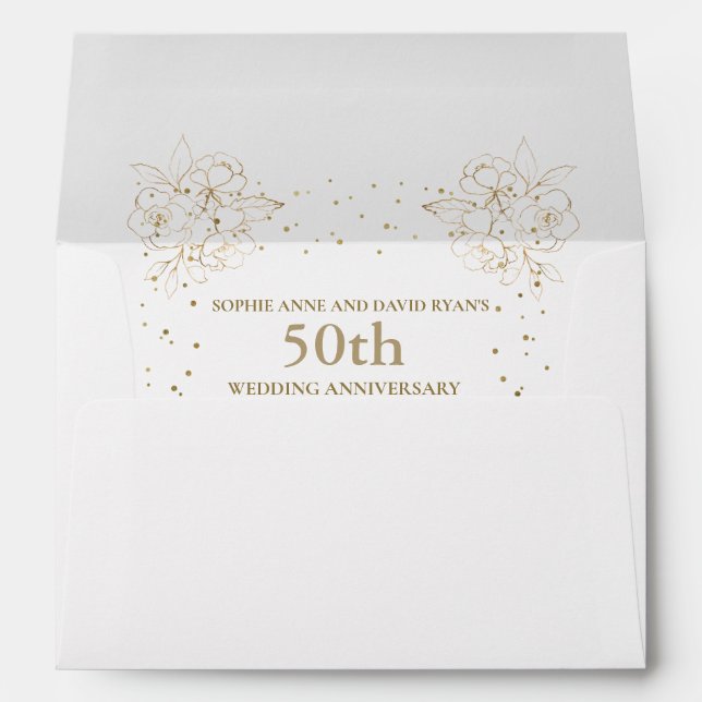 Luxury Gold 50th Wedding Anniversary  Envelope (Back (Bottom))