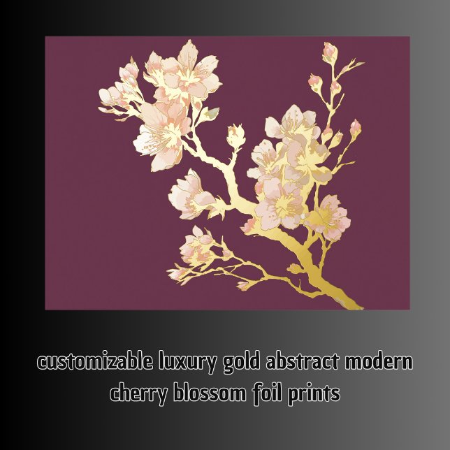 luxury gold abstract modern cherry blossom foil prints (luxury gold abstract modern cherry blossom foil prints)