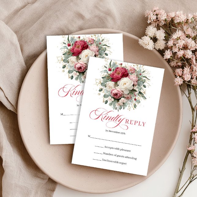 Luxury Gold Accent Boho Wedding RSVP Card (Luxury Gold Accent Boho Wedding RSVP Card)