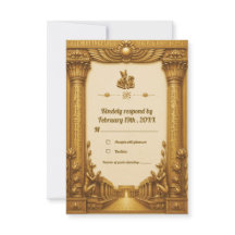 Luxury Gold Ancient Egyptian Wedding RSVP Card
