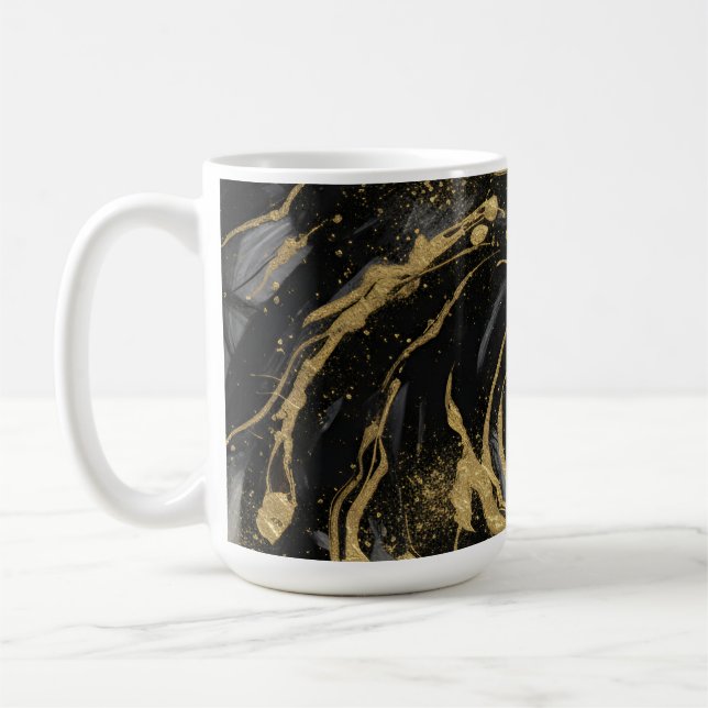 Luxury Gold and Black Abstract Marble  Coffee Mug (Left)