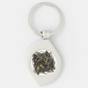 Luxury Gold and Black Abstract Marble Ink Flow Key Ring
