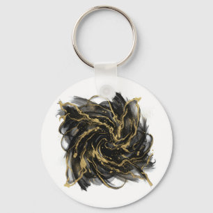 Luxury Gold and Black Abstract Marble Ink Flow Key Ring