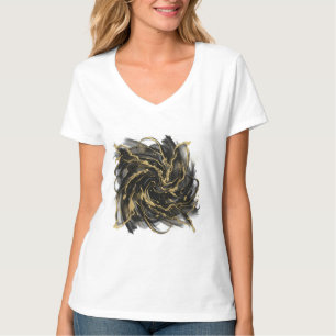 Luxury Gold and Black Abstract Marble Ink Flow T-Shirt