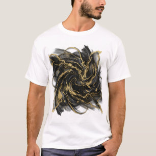 Luxury Gold and Black Abstract Marble Ink Flow T-Shirt