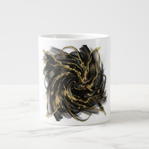 Luxury Gold and Black Abstract Marble  Large Coffee Mug