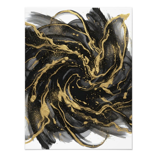 Luxury Gold and Black Abstract Marble  Photo Print (Front)