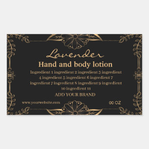 Luxury gold and black ingredients rectangular sticker