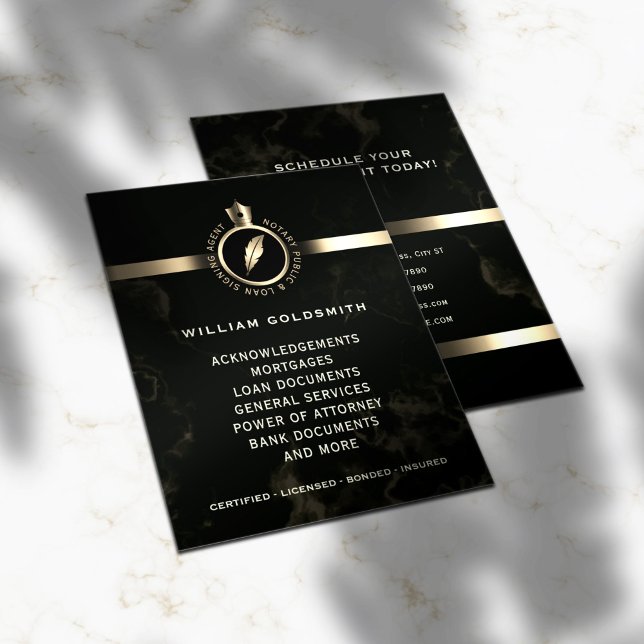 Luxury gold and black marble notary flyer (Creator Uploaded)