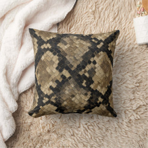Luxury Gold and Black Snake Skin Pattern Cushion