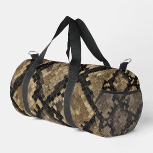Luxury Gold and Black Snake Skin Pattern Duffle Bag