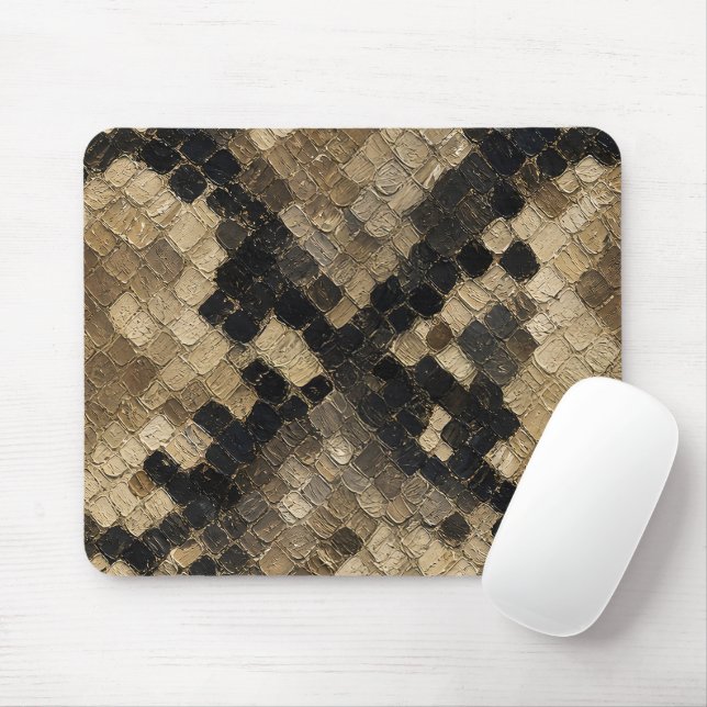 Luxury Gold and Black Snake Skin Pattern Mouse Pad (With Mouse)