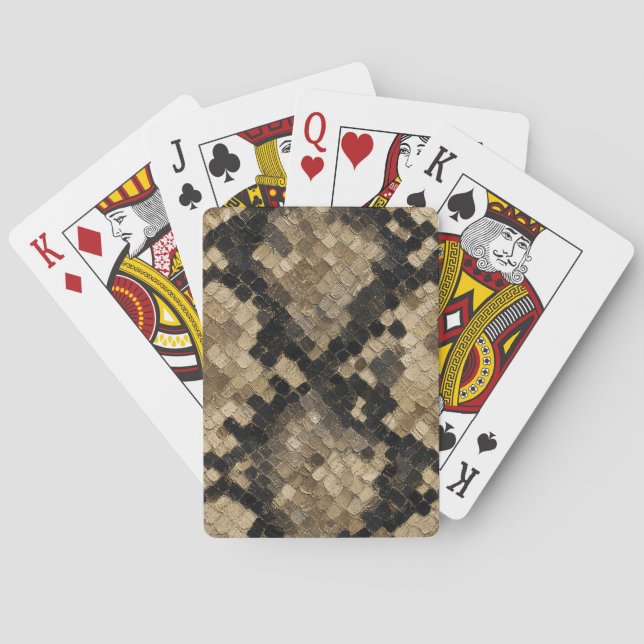 Luxury Gold and Black Snake Skin Pattern Playing Cards (Back)