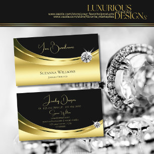 Luxury Gold and Black with Sparkle Diamond Modern Business Card