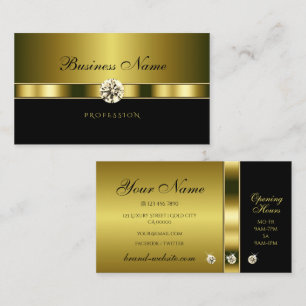 Luxury Gold and Black with Sparkling Rhinestones Business Card