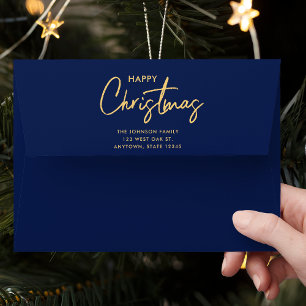 Luxury Gold and Blue Christmas  Envelope