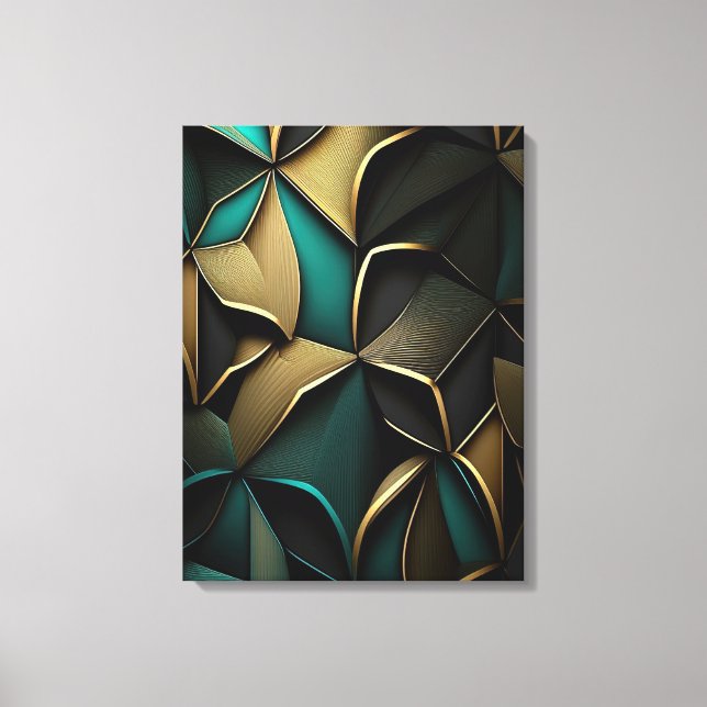Luxury gold and emerald abstract pattern canvas print (Front)