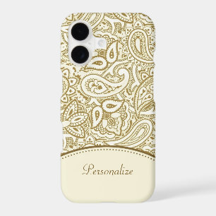 Luxury Gold and Ivory Paisley Damask With Name