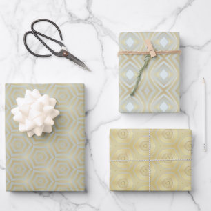 Luxury Gold and Ivory Patterned  Wrapping Paper Sheet