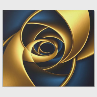 Luxury Gold and Navy Blue Spiral Abstract  Elegant Wrapping Paper