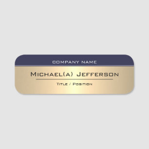 Luxury Gold And Sapphire Dark Blue: Modern Elegant Name Tag