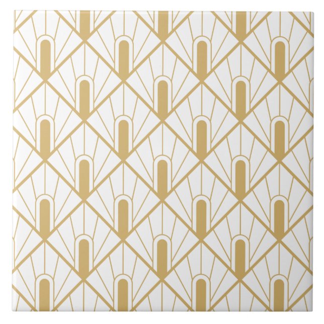 Luxury Gold and White Art Deco Tile (Front)