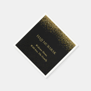 Luxury Gold Arabic Calligraphy Hajj Mubarak Napkin