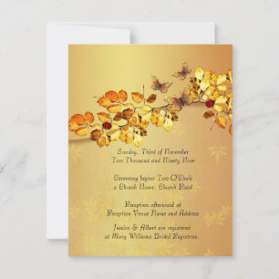 Luxury Gold Autumn Butterfly Wedding Invitation