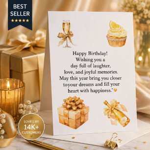 Luxury Gold Birthday Card for Her   Elegant Happy 