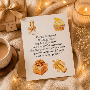 Luxury Gold Birthday Card for Her   Elegant Happy 