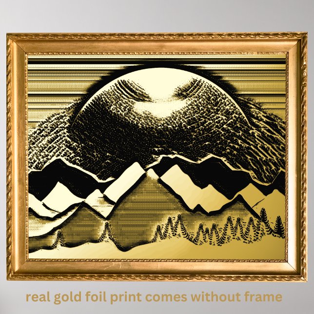 luxury gold black abstract landscape real     foil prints (Creator Uploaded)
