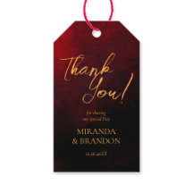 Luxury Gold Black and Red Wedding Favour Tags