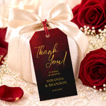 Luxury Gold Black and Red Wedding Favour Tags