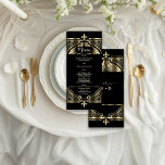 Luxury Gold Black Art Deco Roaring 20s Wedding  Menu<br><div class="desc">Glam, Vintage Art Deco Great Gatsby style design. It features Art Deco style with faux gold foil overlay, ornaments and divider, gorgeous vintage fonts; on the back: gold Art Deco pattern on black background. Use Customise tool to add your info. For matching items, please, visit my Glam Royal Gold Black...</div>