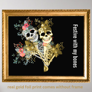 luxury gold black bones botanic fine art real foil prints