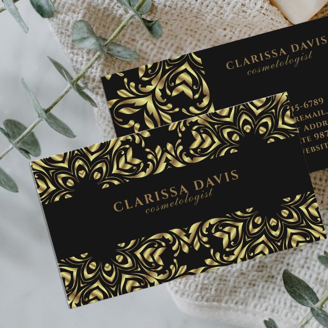 Luxury Gold Black Elegant Foil Baroque Border  Business Card (Creator Uploaded)