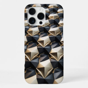 Luxury Gold Black Geometric 3D Pattern iPhone 16 Pro Max Case