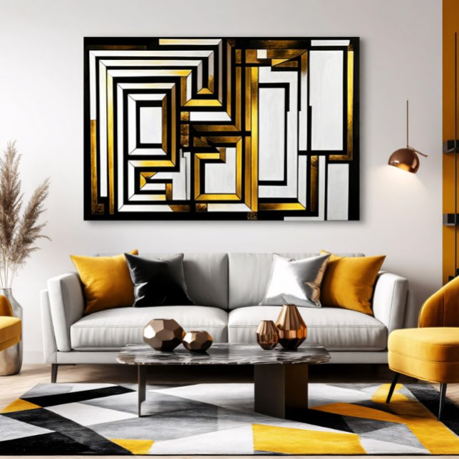 Luxury Gold Black Geometric Deco Canvas Print (Creator Uploaded)